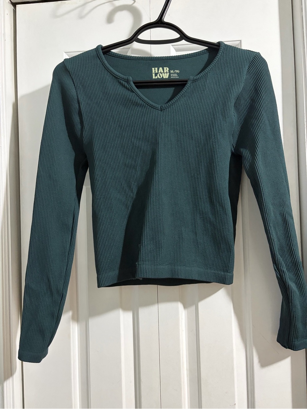 Harlow Teal Ribbed V-Neck Long Sleeve Top